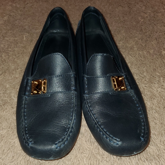 AUTHENTIC LOUIS VUITTON NAVY LOAFERS SZ 38 - Picture 1 of 7